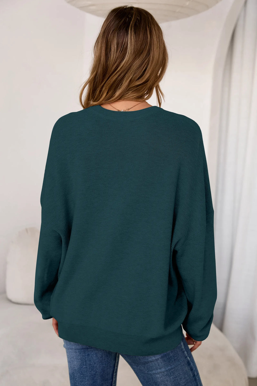 Wool blend oversized crew neck jumper for women