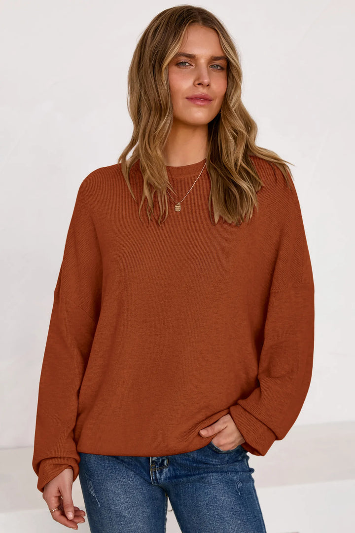 Wool blend oversized crew neck jumper for women