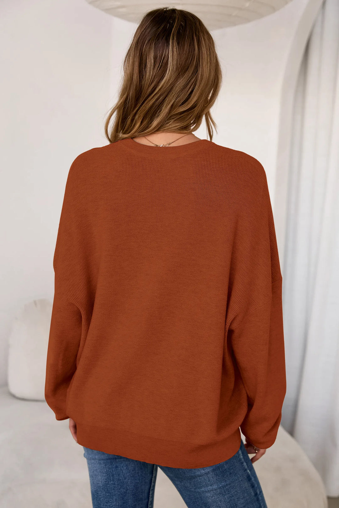 Wool blend oversized crew neck jumper for women