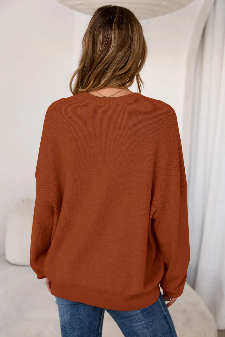 Wool blend oversized crew neck jumper for women