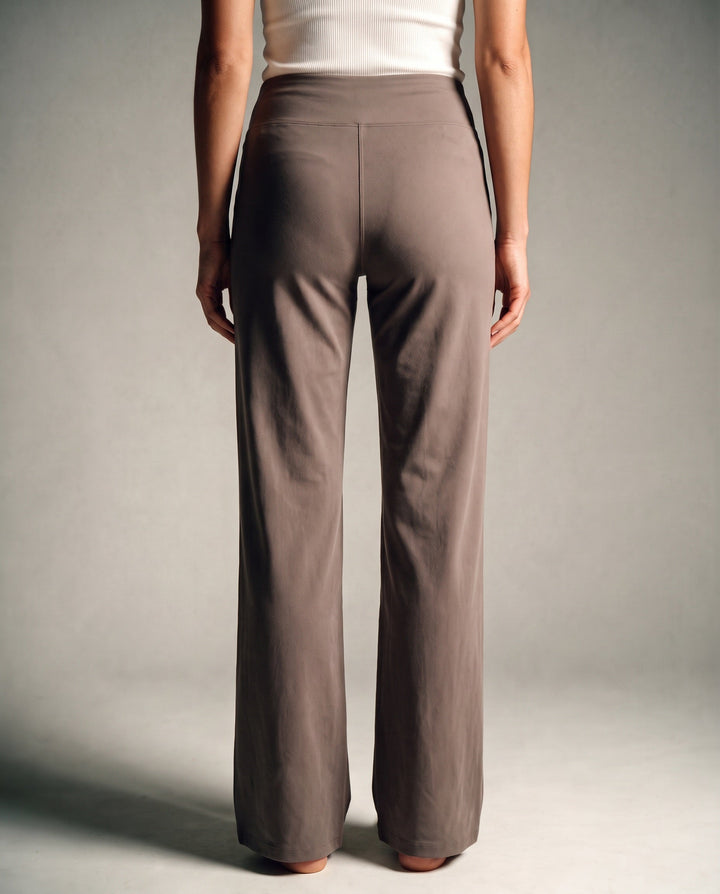 Soft stretch straight-leg pants with high waist for women