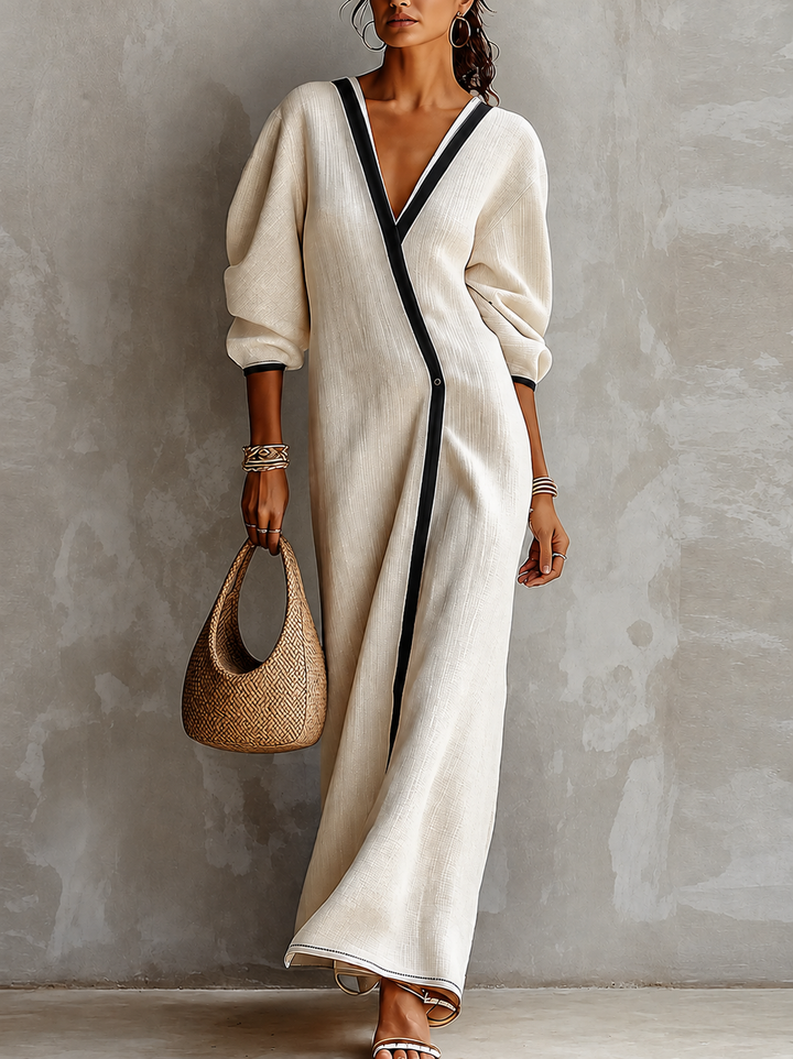 ZELIE | Ivory Wrap Long Maxi Dress