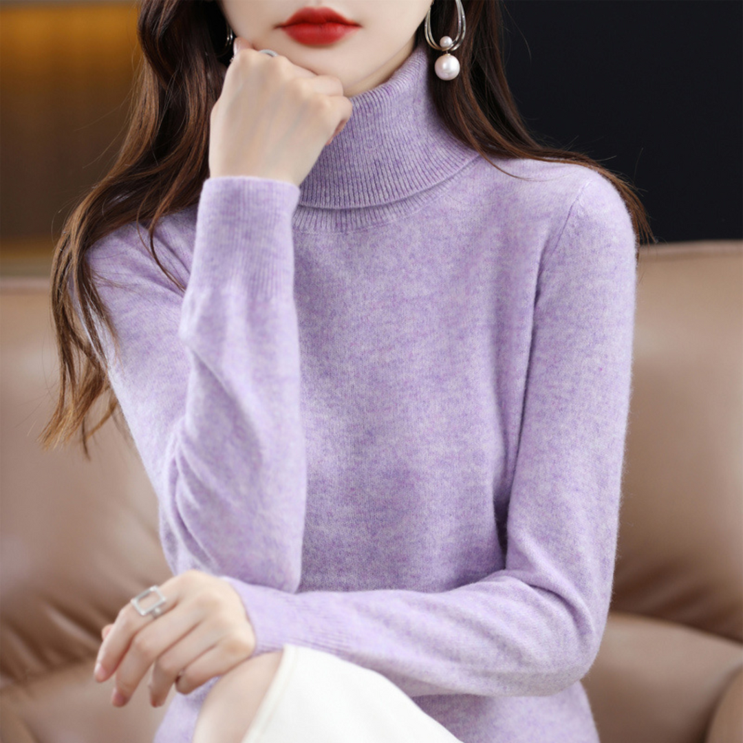 Emmie Turtleneck Sweater in Cashmere for Women – Premium Soft Knit Offering Warmth and Light Comfort