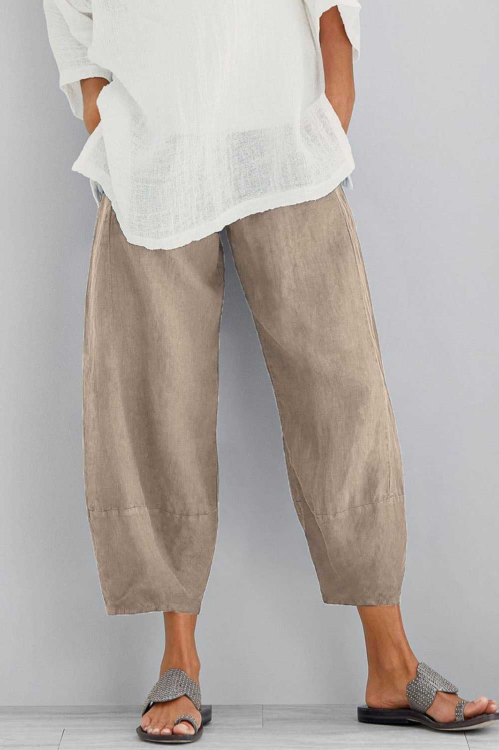 Cotton harem pants with deep pockets relaxed fit for women