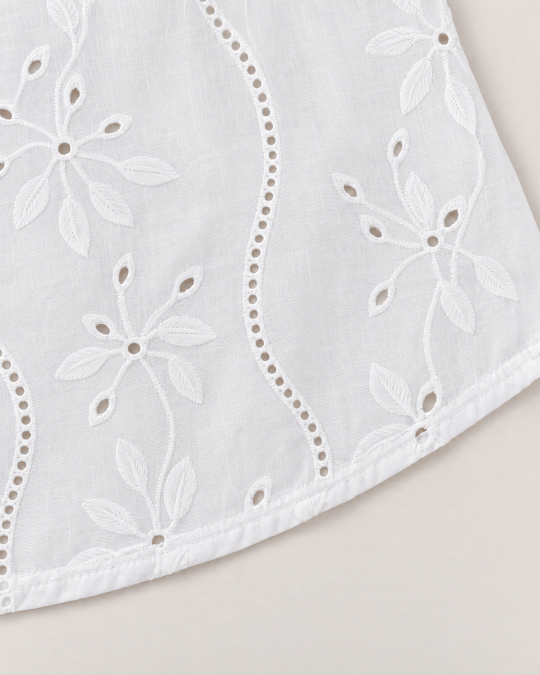 Eyelet embroidered blouse with split round neck for women