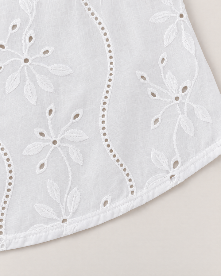 Eyelet embroidered blouse with split round neck for women