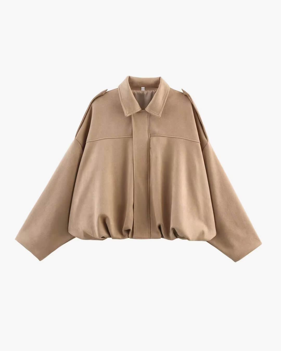 Faux suede bomber jacket oversized drop shoulder for women