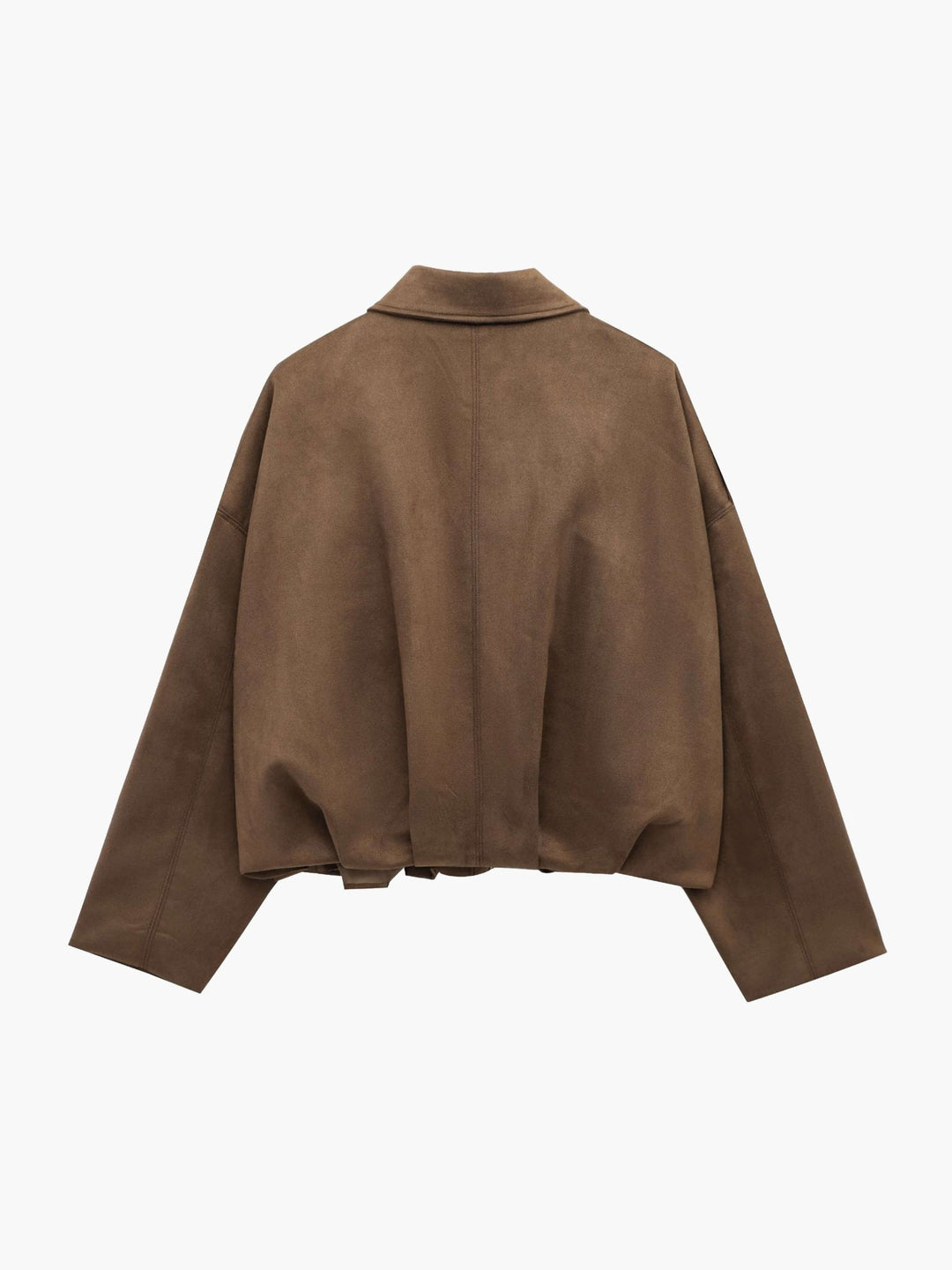 Faux suede bomber jacket oversized drop shoulder for women