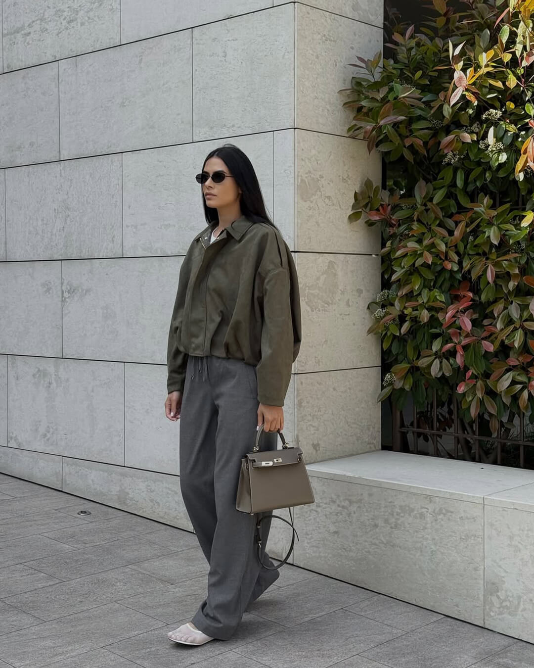 Faux suede bomber jacket oversized drop shoulder for women