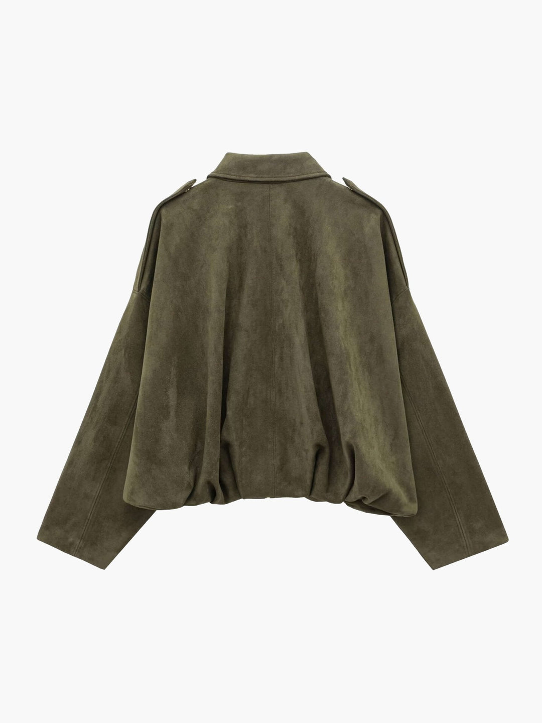 Faux suede bomber jacket oversized drop shoulder for women