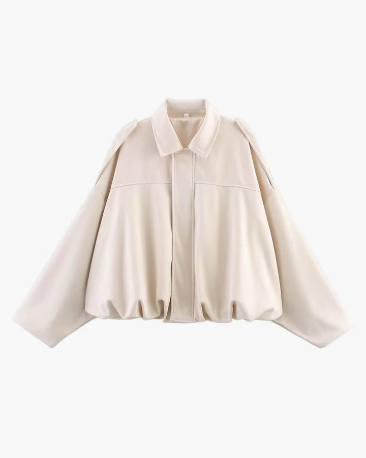 Faux suede bomber jacket oversized drop shoulder for women