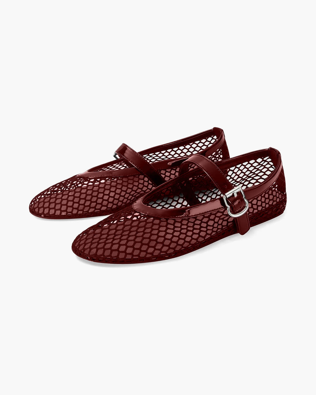 Mesh ballet flats mary jane buckle strap for women