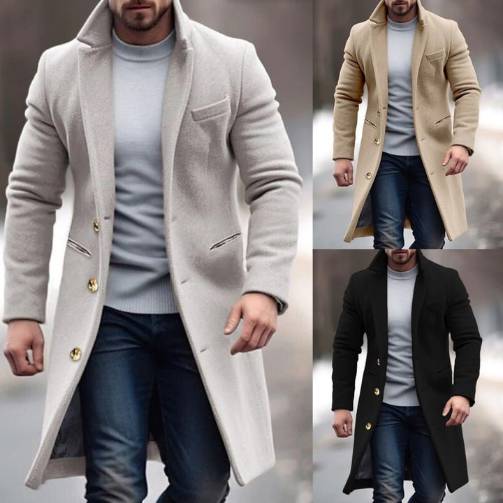 Robert Manteau Homme Hiver – Long Elegant with Practical Pockets, Buttons &amp; Fitted Cut