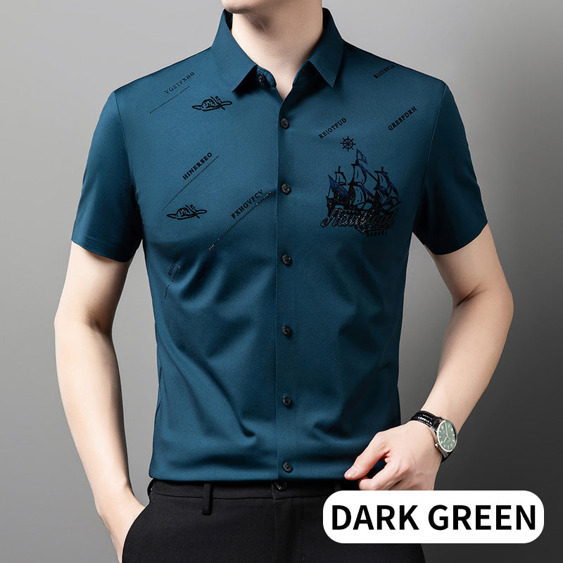 Short sleeve button-down business shirt for men