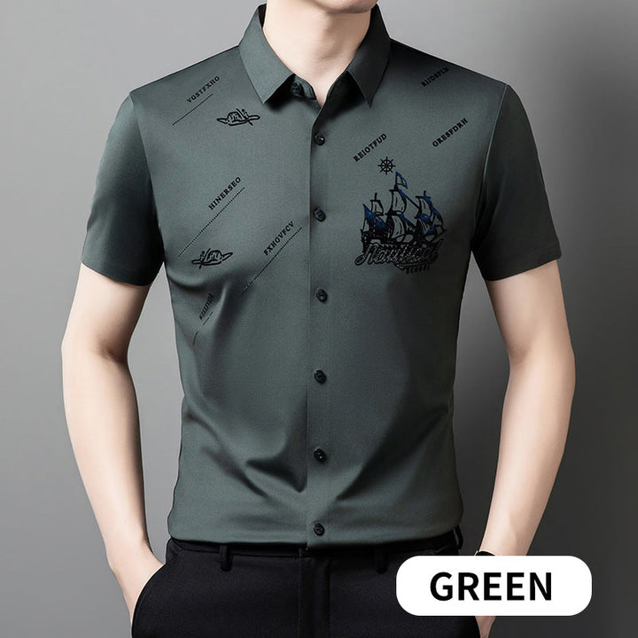 Short sleeve button-down business shirt for men