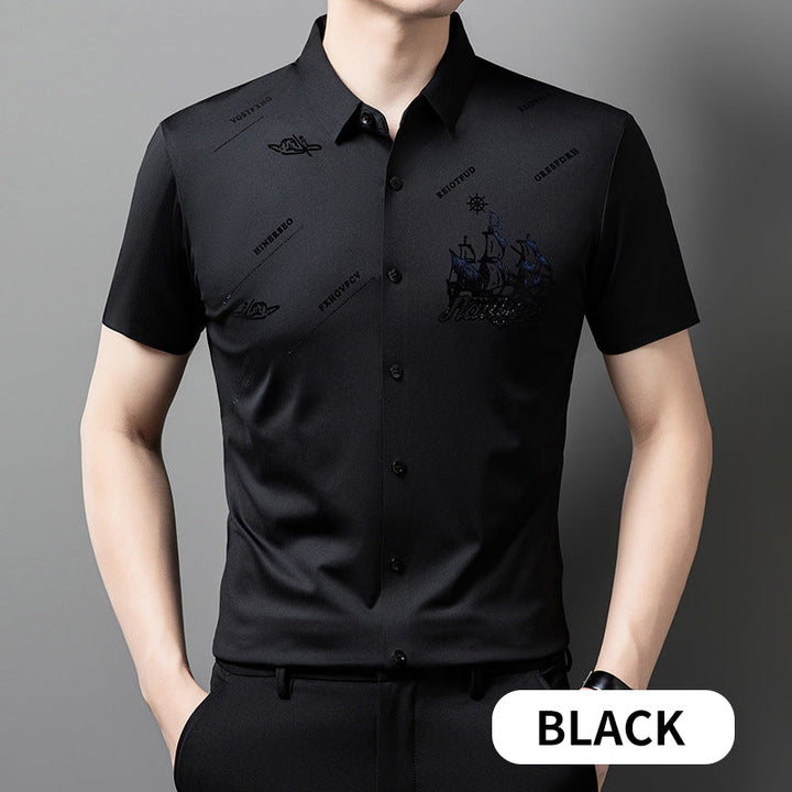 Short sleeve button-down business shirt for men