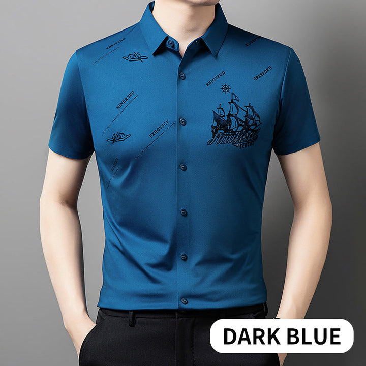 Short sleeve button-down business shirt for men