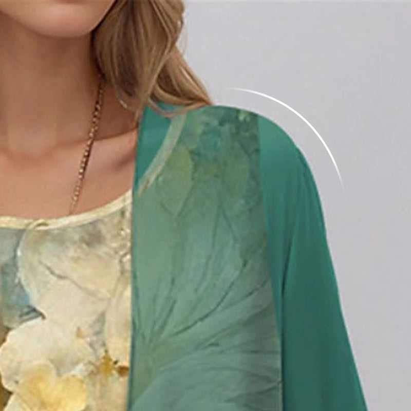 Two-piece floral slip dress with open overlay for women
