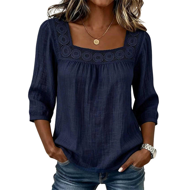 Lace crochet square neck blouse for women