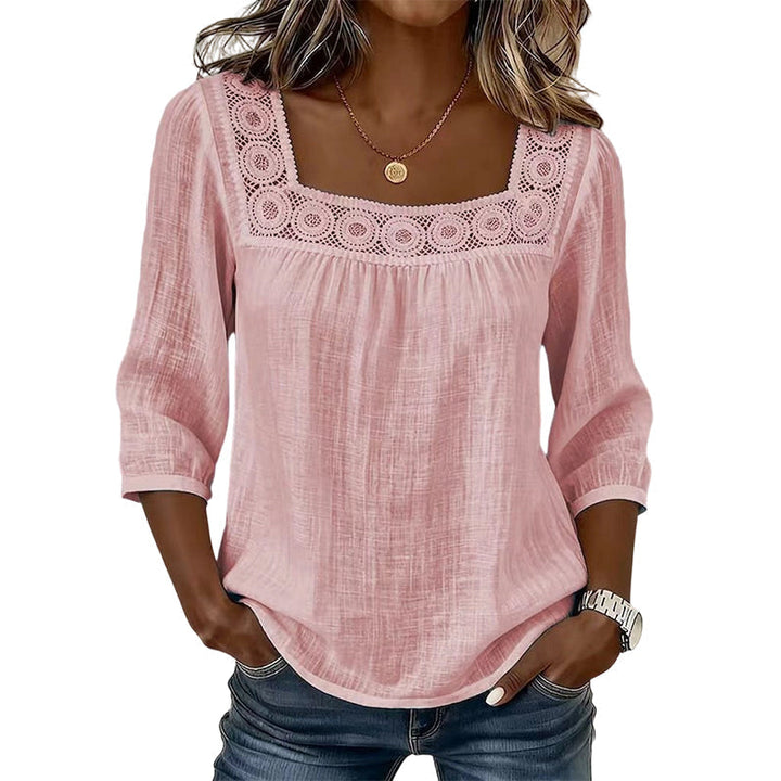 Lace crochet square neck blouse for women