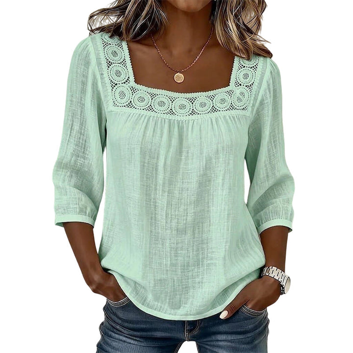 Lace crochet square neck blouse for women