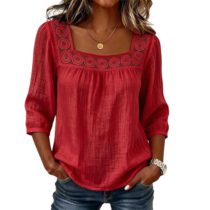 Lace crochet square neck blouse for women