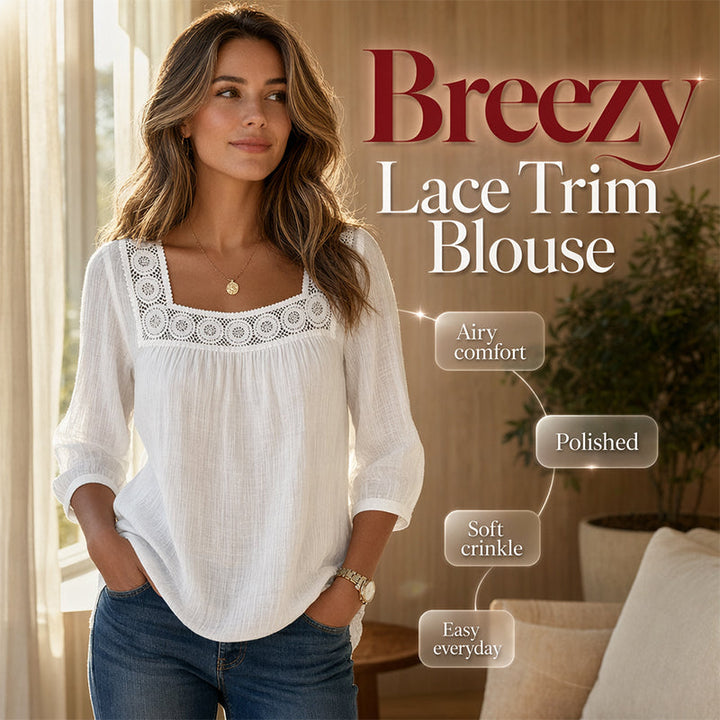 Lace crochet square neck blouse for women