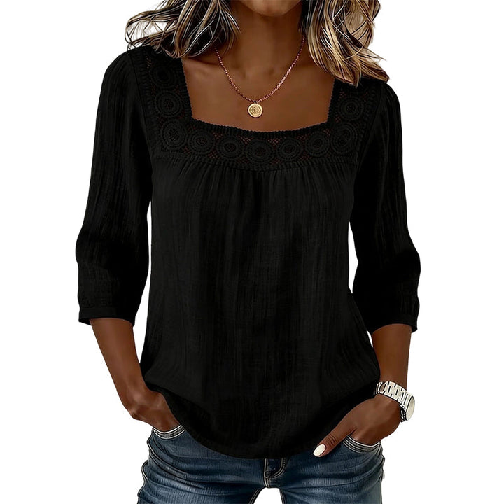Lace crochet square neck blouse for women