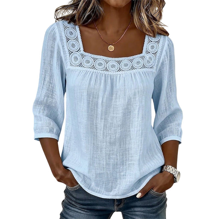 Lace crochet square neck blouse for women