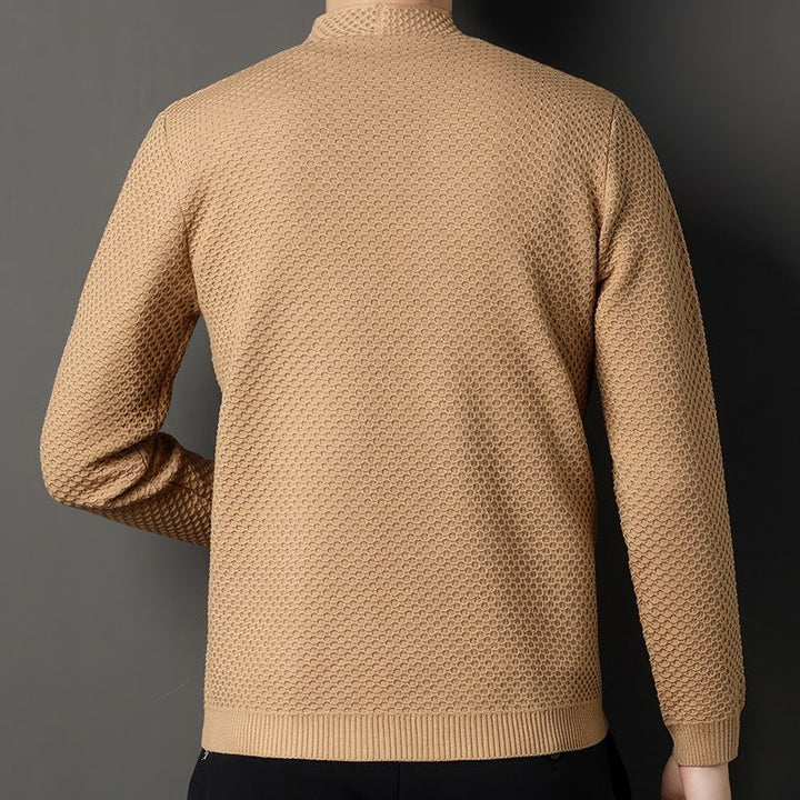 Textured knit open cardigan for men