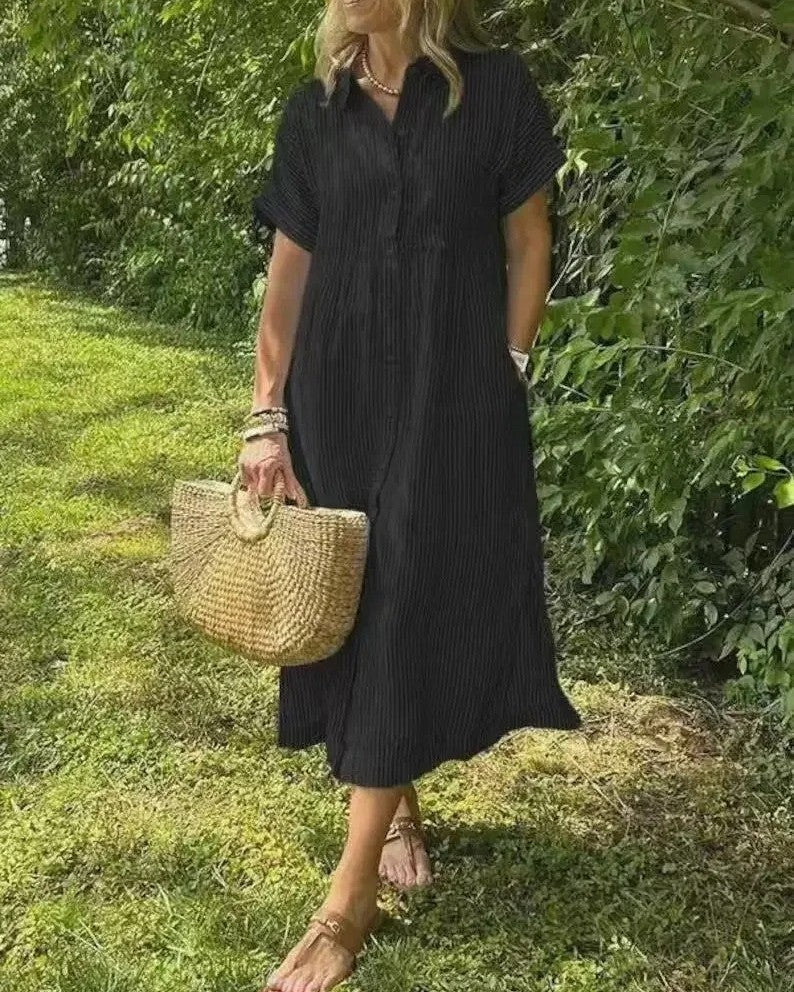 Casual stripe midi dress with breezy fit for women