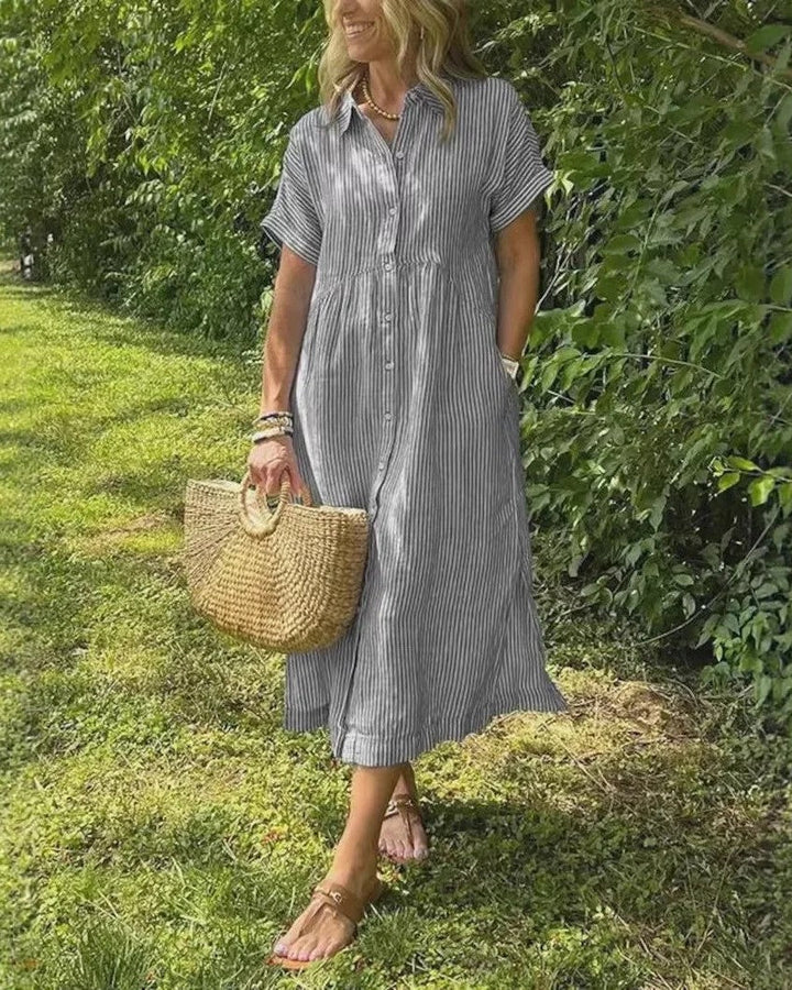 Casual stripe midi dress with breezy fit for women