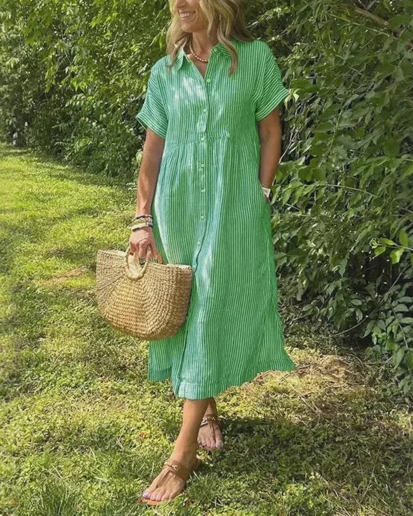 Casual stripe midi dress with breezy fit for women