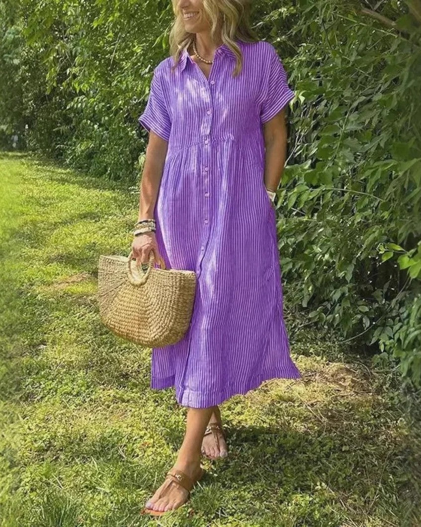 Casual stripe midi dress with breezy fit for women