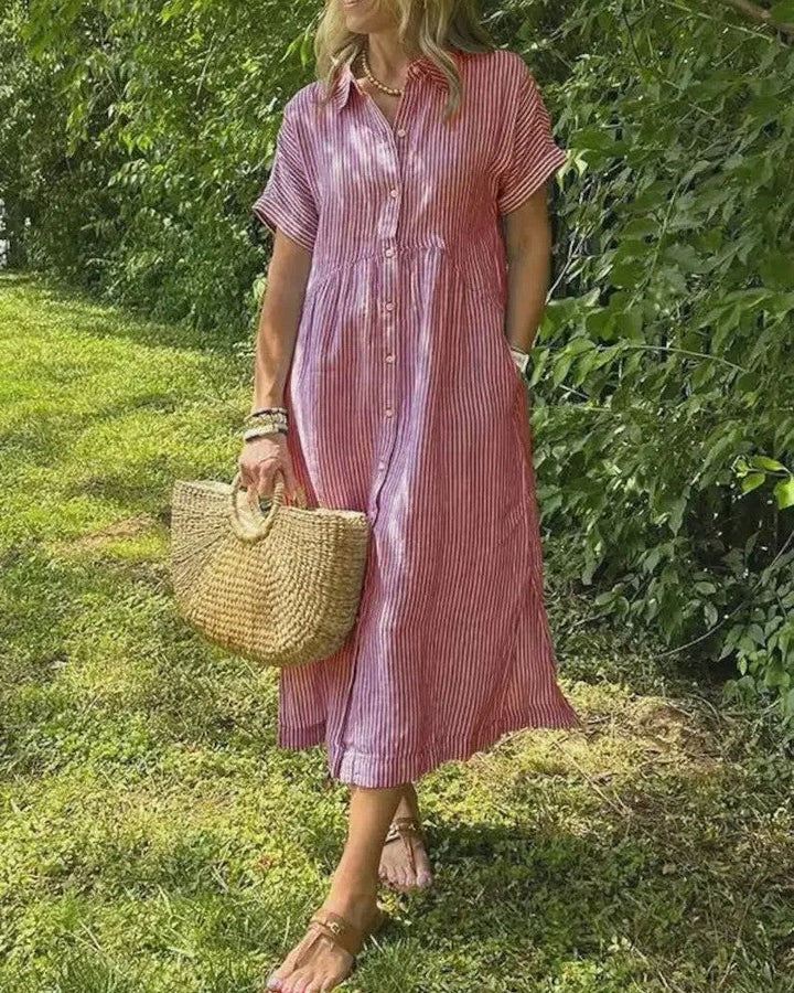 Casual stripe midi dress with breezy fit for women