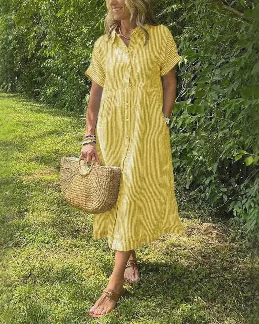 Casual stripe midi dress with breezy fit for women