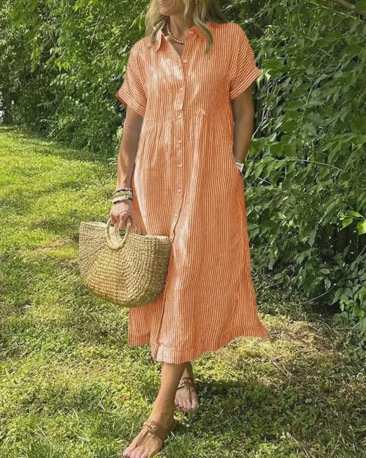 Casual stripe midi dress with breezy fit for women