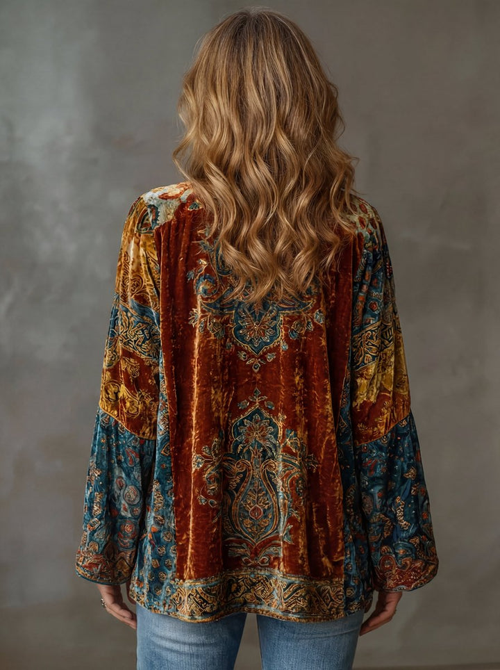 Boho Print Quilted Jacket for Women