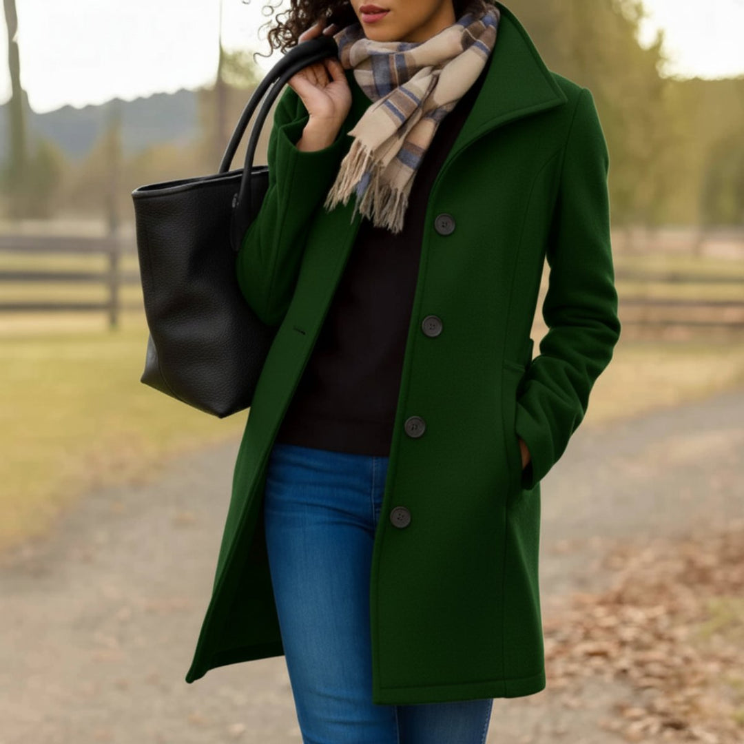 Wool-Blend Single-Breasted Coat for Women