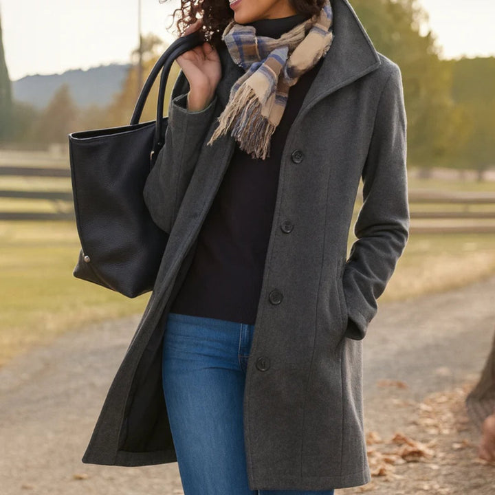 Wool-Blend Single-Breasted Coat for Women