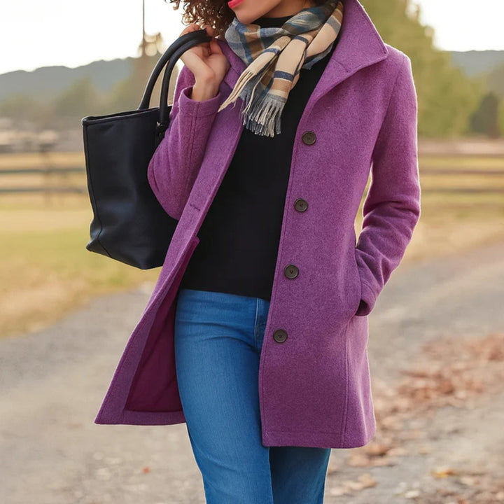 Wool-Blend Single-Breasted Coat for Women