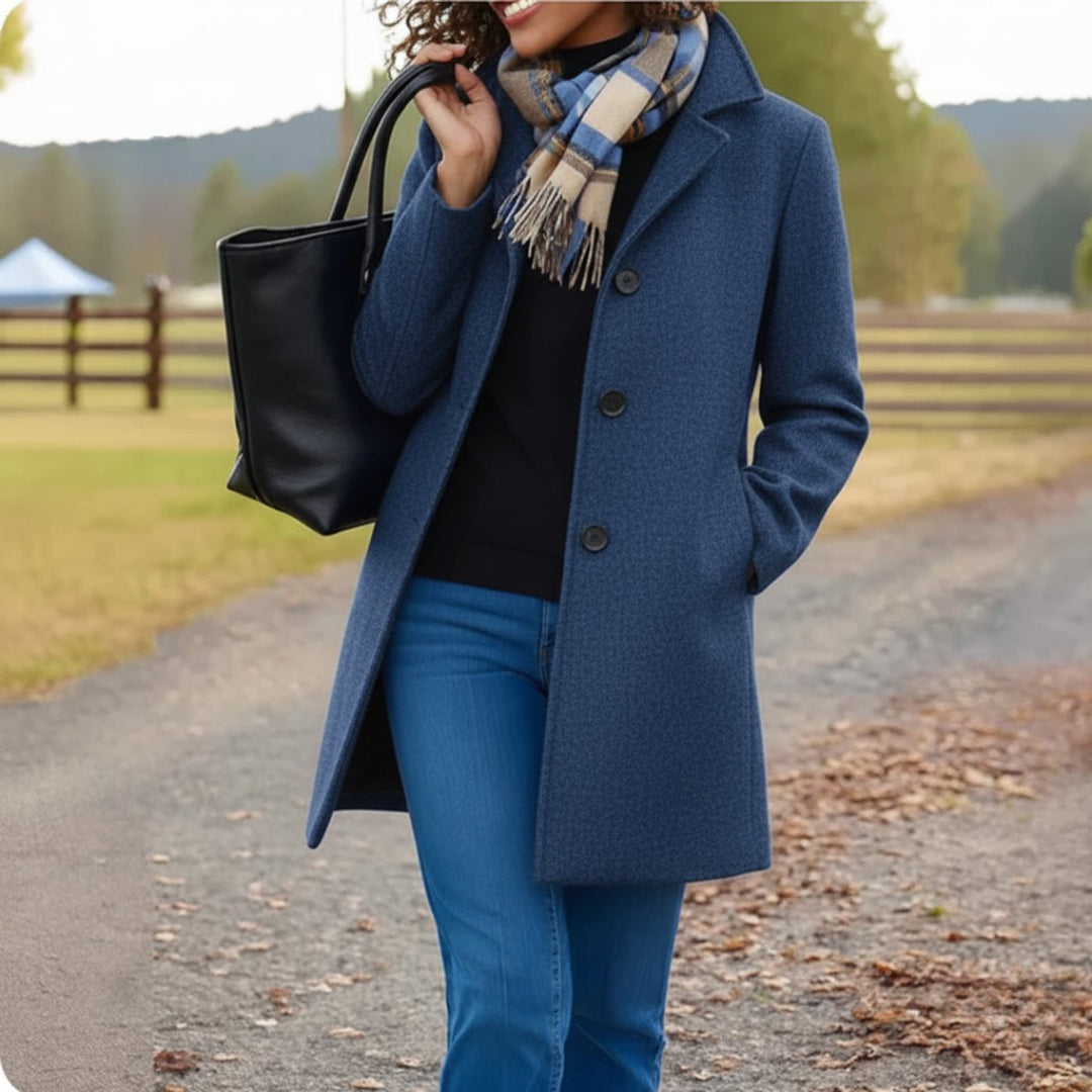 Wool-Blend Single-Breasted Coat for Women