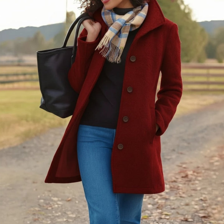 Wool-Blend Single-Breasted Coat for Women