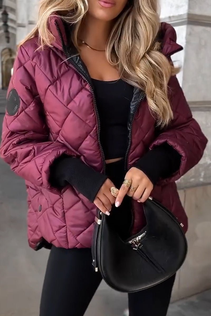 Diamond-Quilted Hooded Puffer Jacket for Women