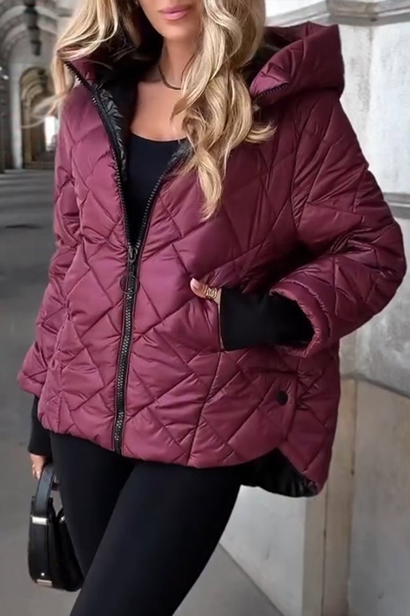 Diamond-Quilted Hooded Puffer Jacket for Women