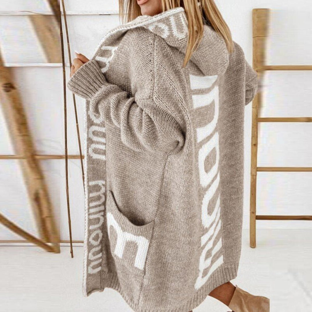 Open-Front Knit Hooded Cardigan for Women