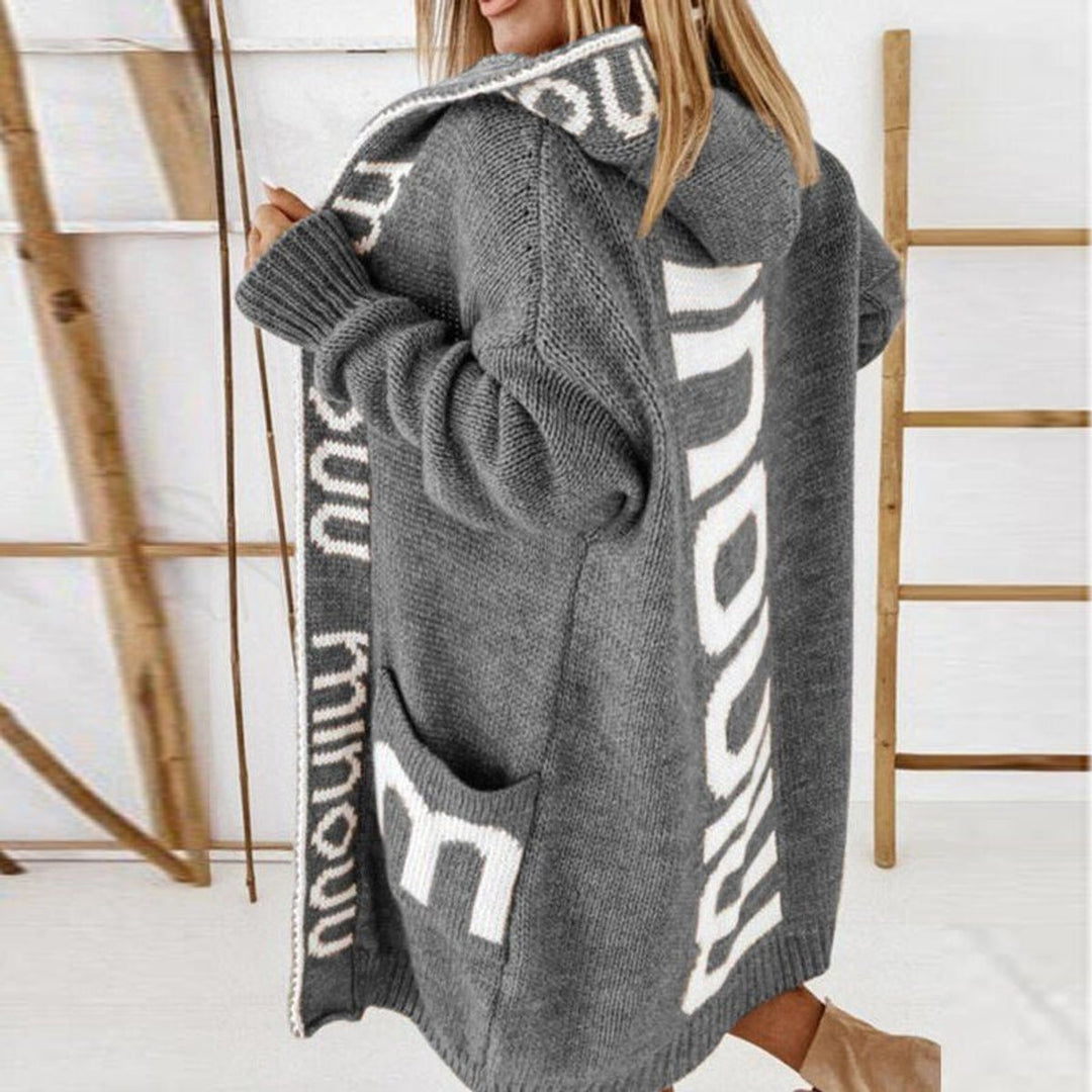 Open-Front Knit Hooded Cardigan for Women