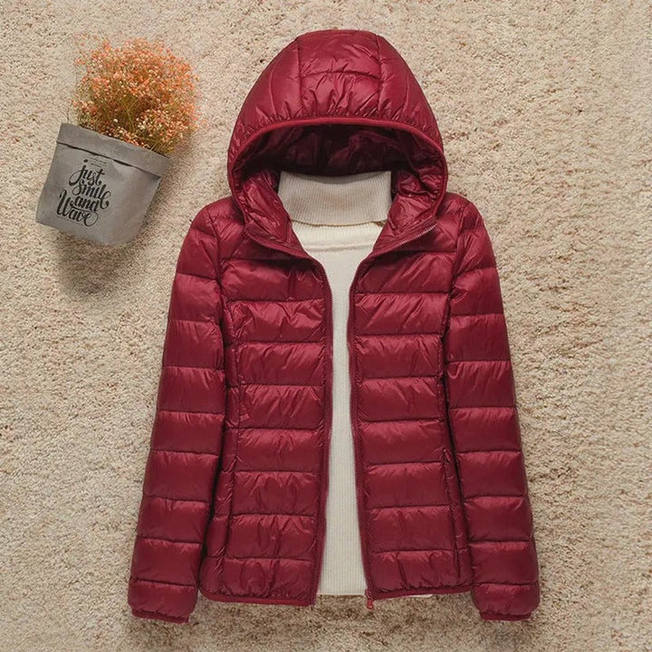 Lightweight Packable Hooded Puffer Jacket for Women