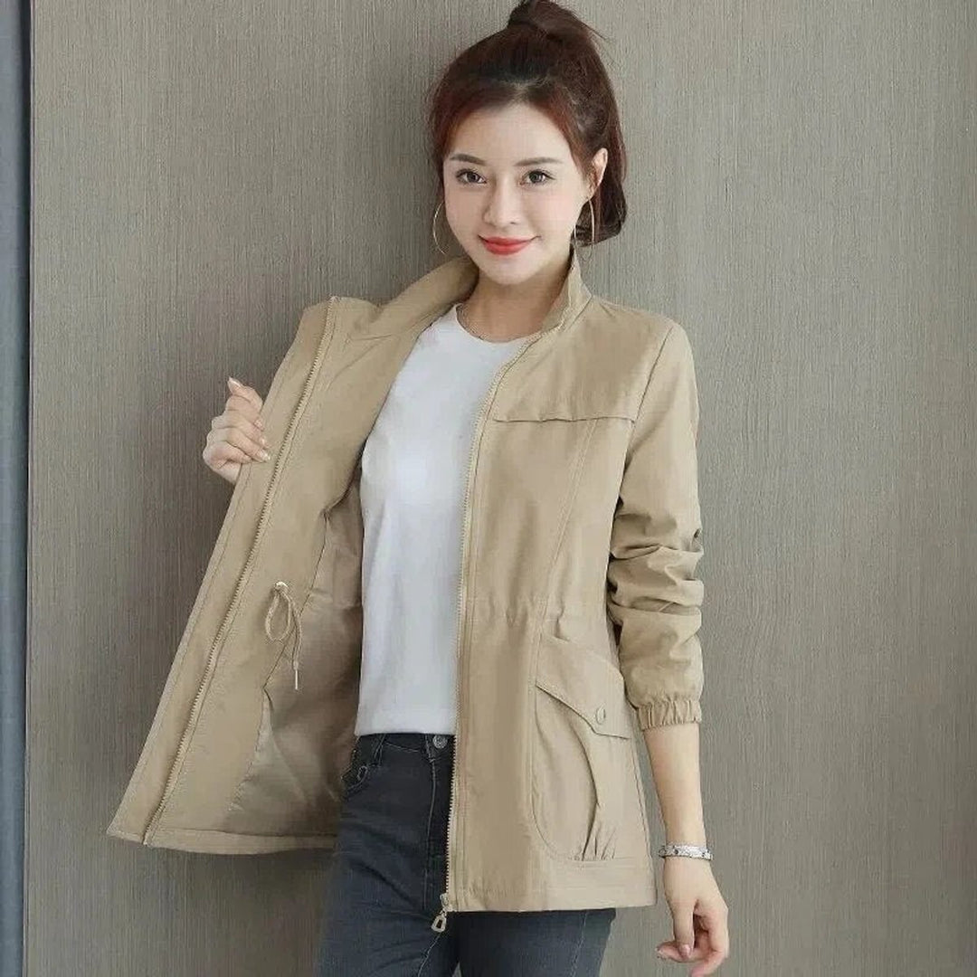 Cropped Drawstring-Waist Bomber Jacket for Women