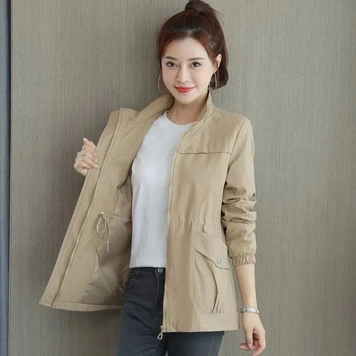 Cropped Drawstring-Waist Bomber Jacket for Women